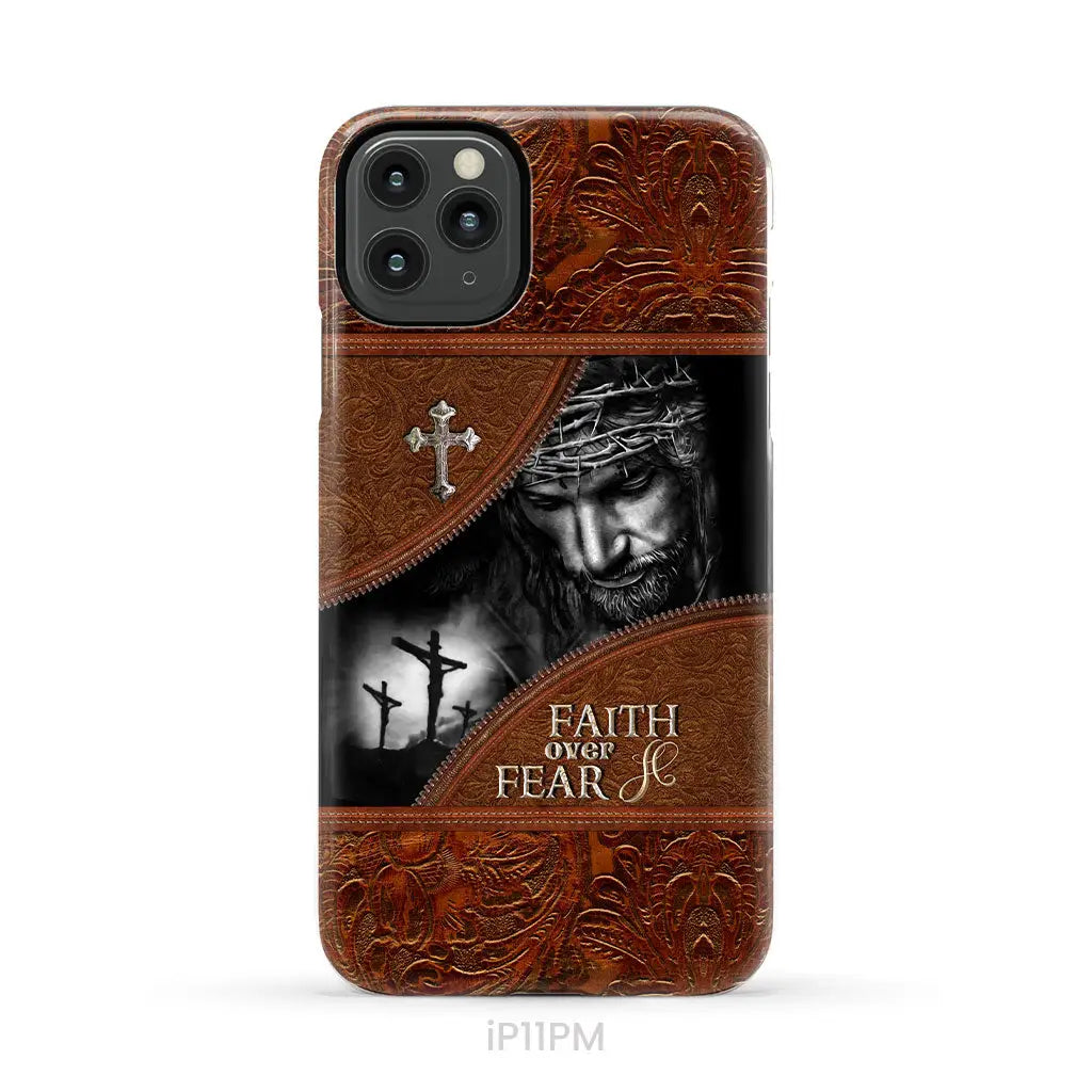 Jesus Christ Faith Over Fear Phone Case Christian Phone Cases iPhone 11 Pro Max / Tough Case