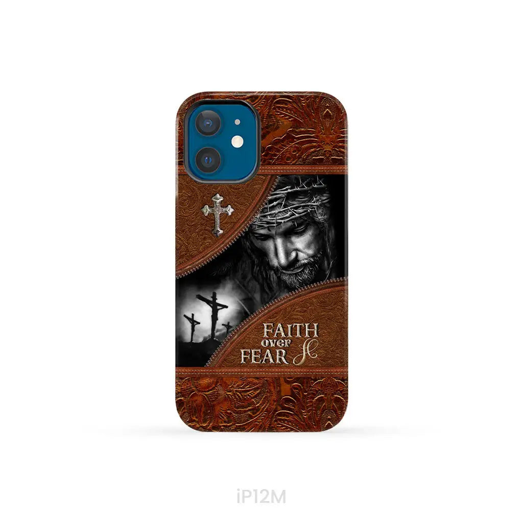 Jesus Christ Faith Over Fear Phone Case Christian Phone Cases iPhone 12 Mini / Tough Case