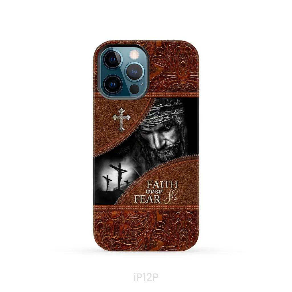 Jesus Christ Faith Over Fear Phone Case Christian Phone Cases iPhone 12 Pro / Tough Case