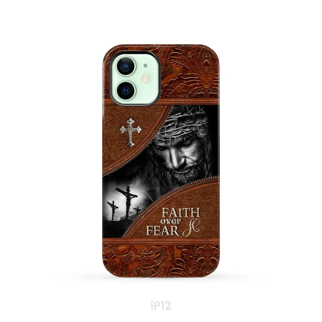 Jesus Christ Faith Over Fear Phone Case Christian Phone Cases iPhone 12 / Tough Case