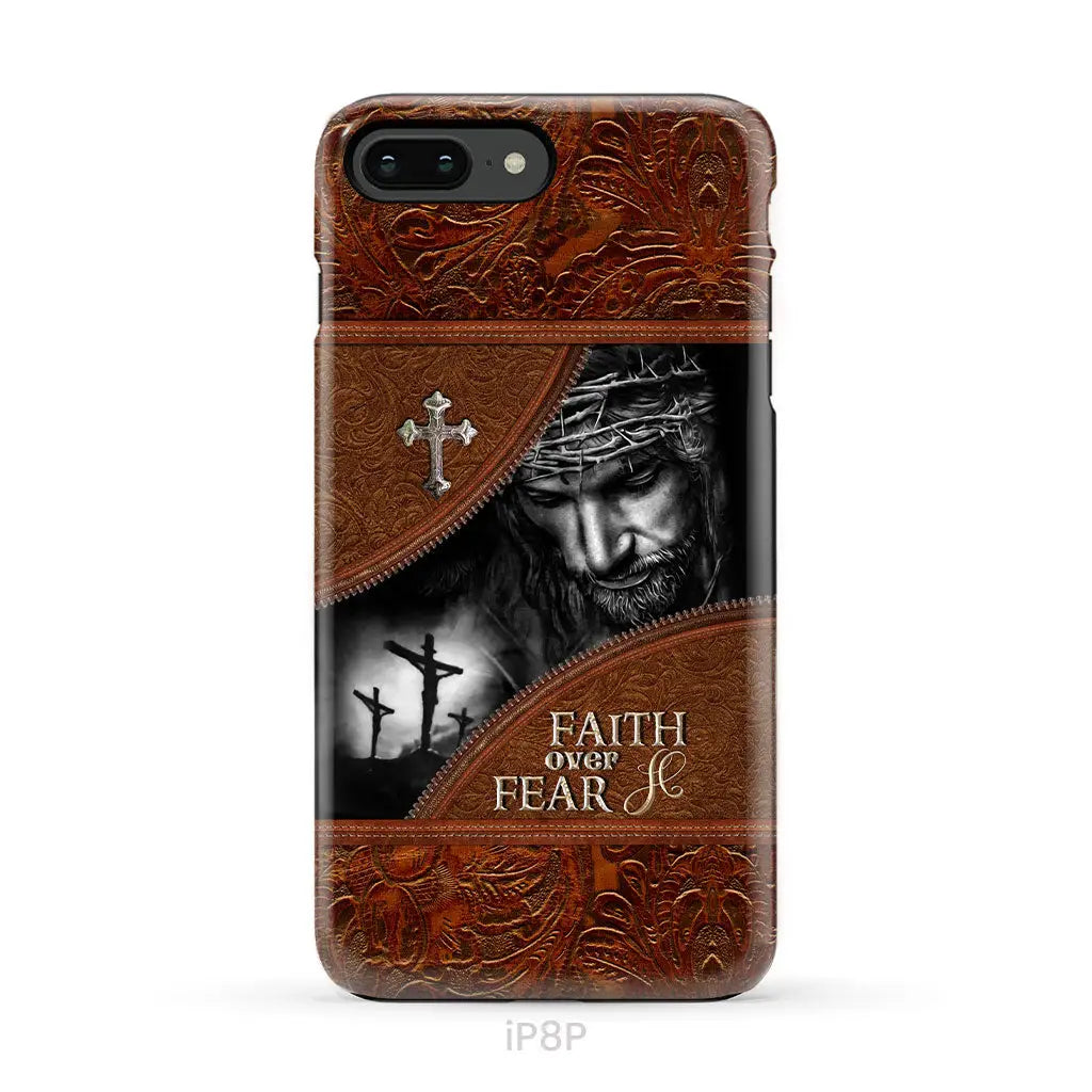 Jesus Christ Faith Over Fear Phone Case Christian Phone Cases iPhone 8 Plus / Tough Case