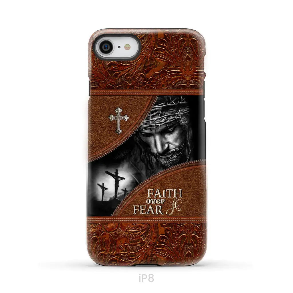 Jesus Christ Faith Over Fear Phone Case Christian Phone Cases iPhone 8 / Tough Case