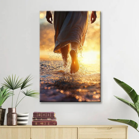 Christian wall art featuring Jesus walking on water, capturing divine power and peace, ideal for home decor.
