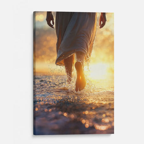 Jesus walking on water painting, Christian wall decor, perfect for bringing spiritual inspiration to any room.