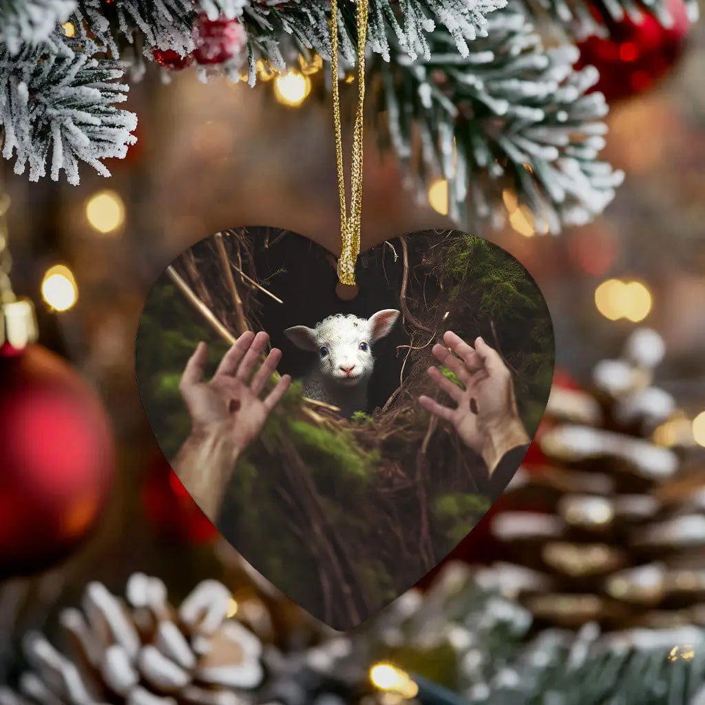 Jesus’ Hand Reaching Out to Rescue a Lamb Ornament