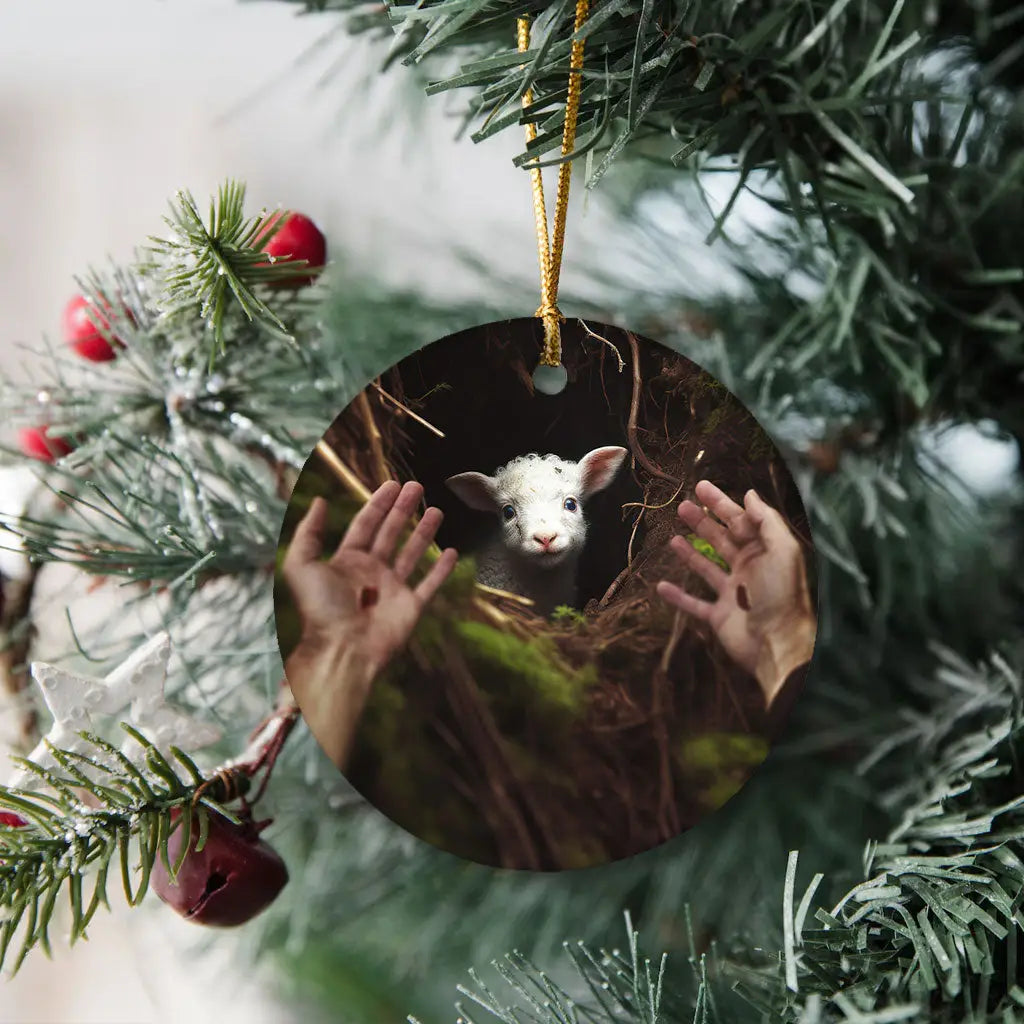 Jesus’ Hand Reaching Out to Rescue a Lamb Ornament