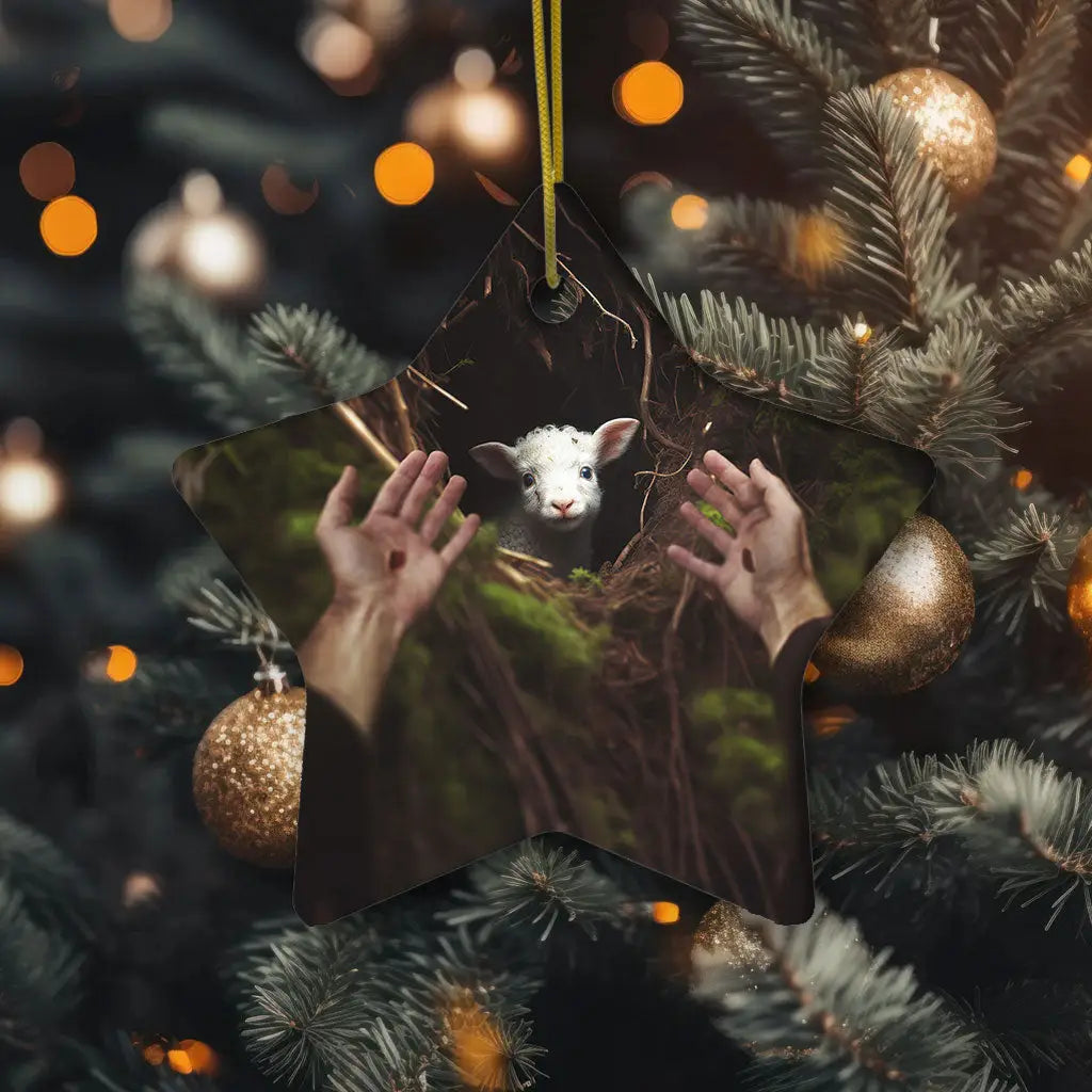 Jesus’ Hand Reaching Out to Rescue a Lamb Ornament