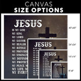 Religious wall art canvas featuring "Jesus Is My Everything," perfect for Christian home decor and faith-filled spaces.