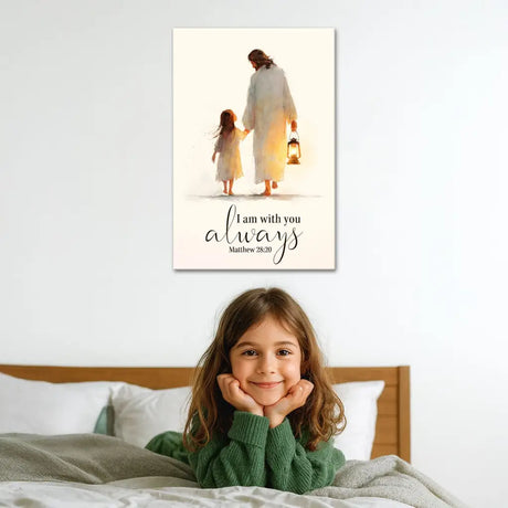 Jesus and child Christian artwork, faith-filled gift for baptisms, birthdays, or encouragement.