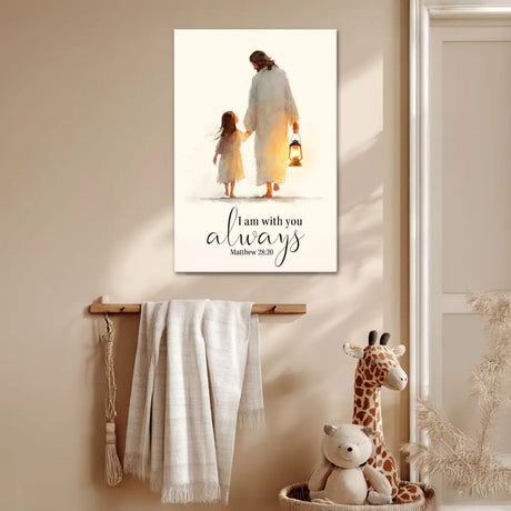 Christian canvas with Jesus and child, Bible verse wall art for comfort, faith, and spiritual support.