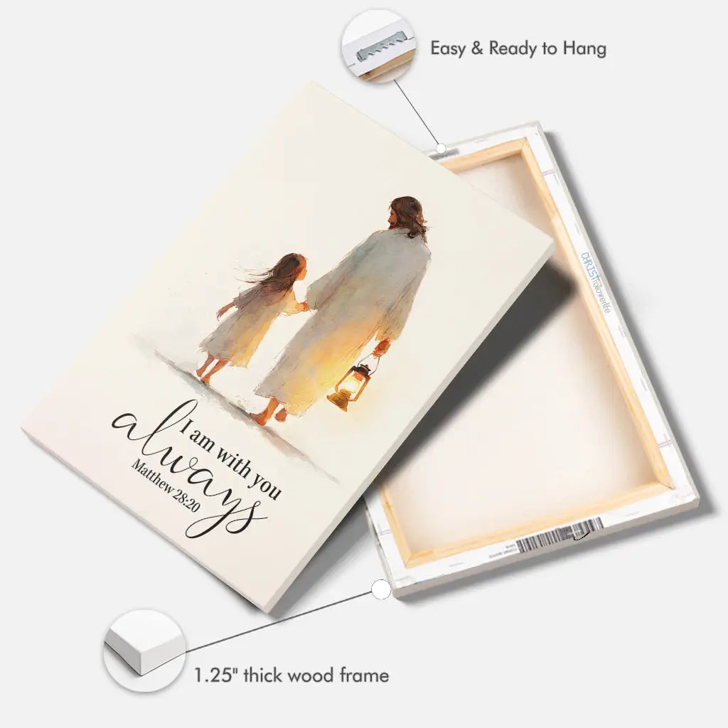 Jesus Holding Child’s Hand – I Am With You Always - Christian Wall Art Canvas