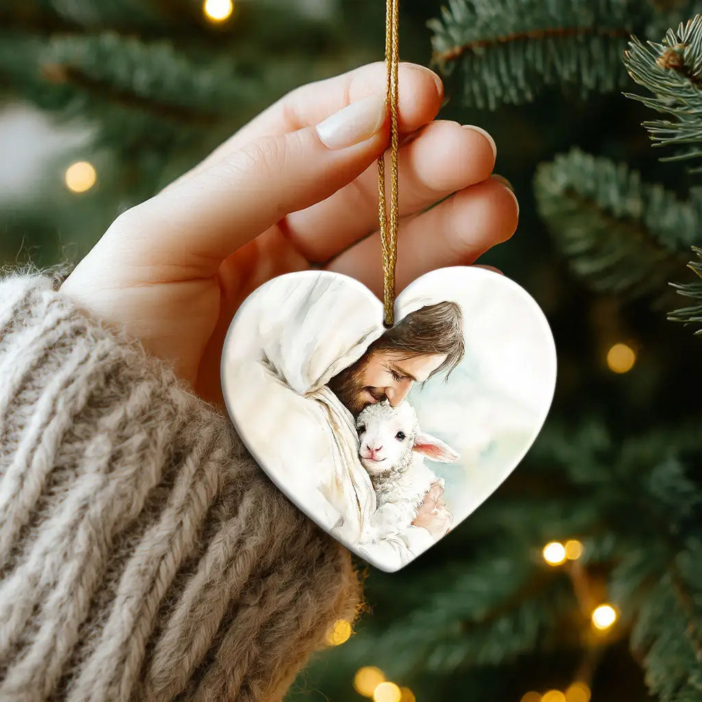 Jesus Holding the Lost Lamb – Good Shepherd Christian Ornament