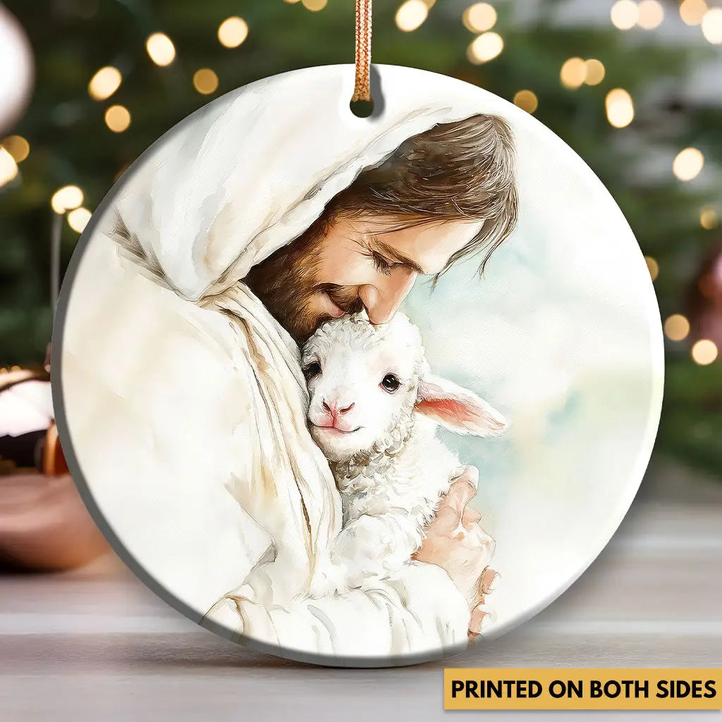 Jesus Holding the Lost Lamb – Good Shepherd Christian Ornament