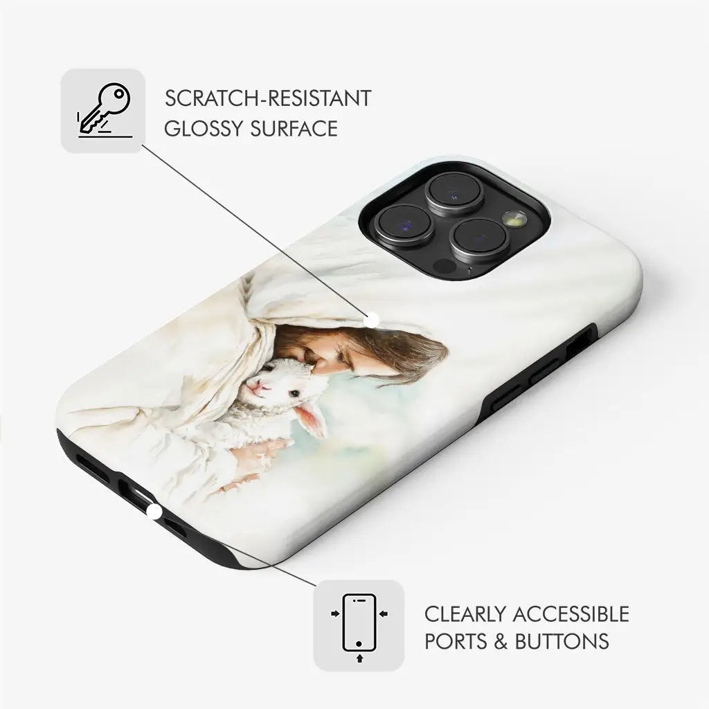 Jesus Holding the Lost Lamb – Good Shepherd Christian Phone Case