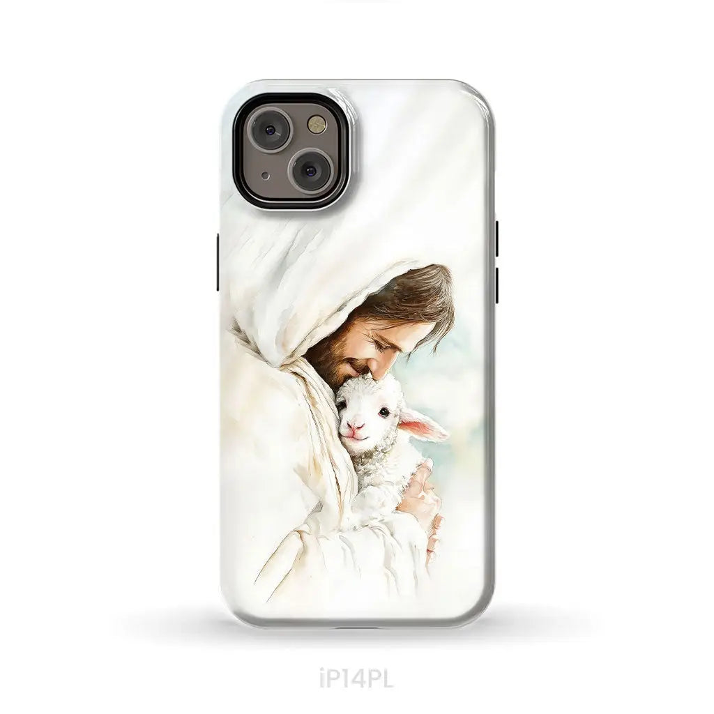 Jesus Holding the Lost Lamb – Good Shepherd Christian Phone Case iPhone 14 Plus / Tough Case