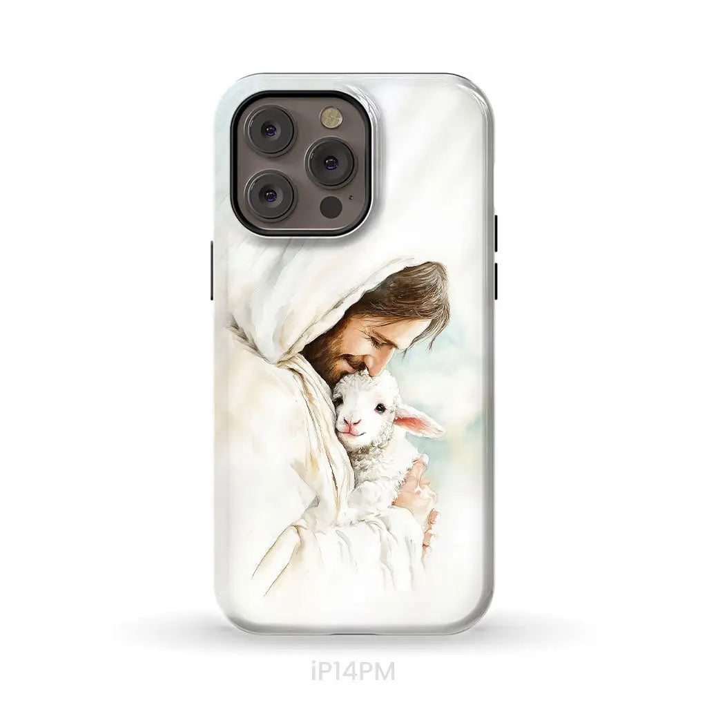 Jesus Holding the Lost Lamb – Good Shepherd Christian Phone Case iPhone 14 Pro Max / Tough Case