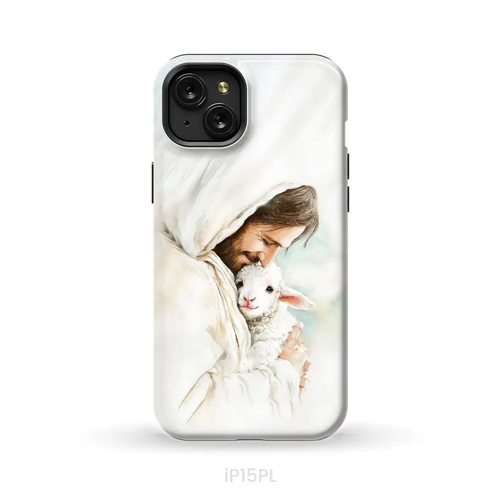 Jesus Holding the Lost Lamb – Good Shepherd Christian Phone Case iPhone 15 Plus / Tough Case