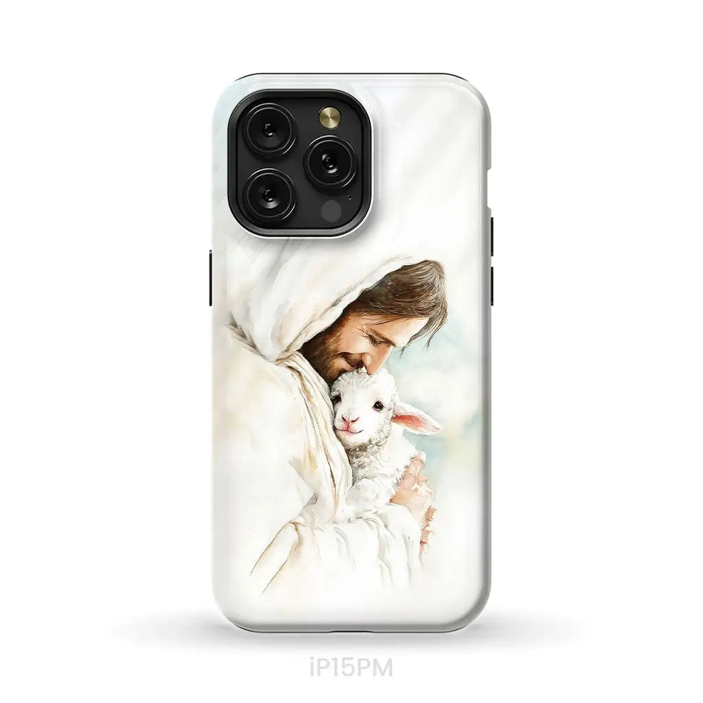 Jesus Holding the Lost Lamb – Good Shepherd Christian Phone Case iPhone 15 Pro Max / Tough Case