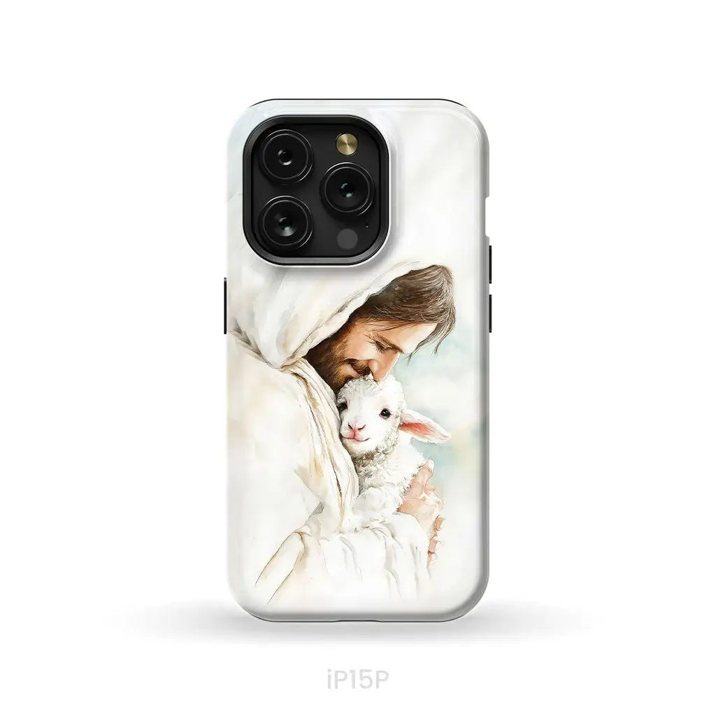 Jesus Holding the Lost Lamb – Good Shepherd Christian Phone Case iPhone 15 Pro / Tough Case