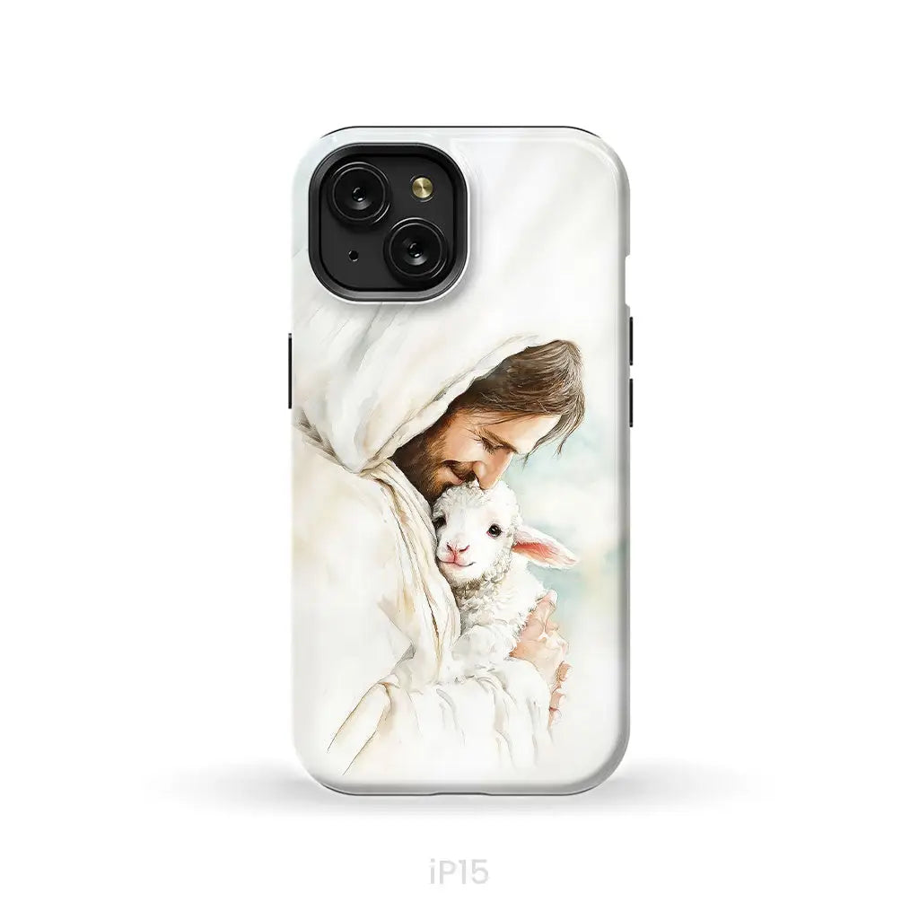 Jesus Holding the Lost Lamb – Good Shepherd Christian Phone Case iPhone 15 / Tough Case