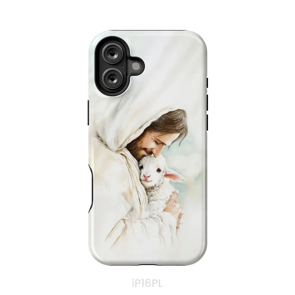 Jesus Holding the Lost Lamb – Good Shepherd Christian Phone Case iPhone 16 Plus / Tough Case
