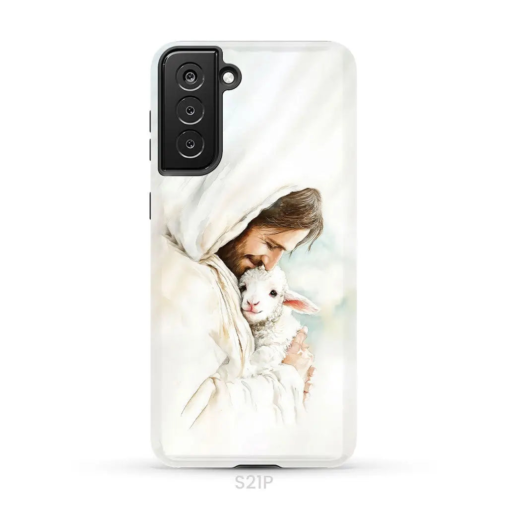Jesus Holding the Lost Lamb – Good Shepherd Christian Phone Case Samsung Galaxy S21 Plus / Tough Case