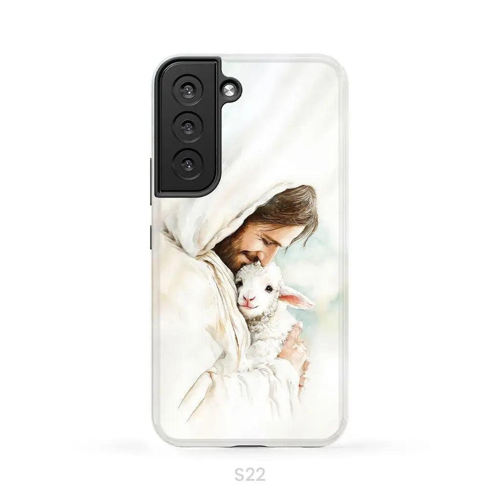 Jesus Holding the Lost Lamb – Good Shepherd Christian Phone Case Samsung Galaxy S22 / Tough Case
