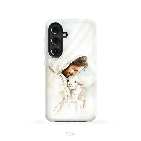 Jesus Holding the Lost Lamb – Good Shepherd Christian Phone Case Samsung Galaxy S24 / Tough Case