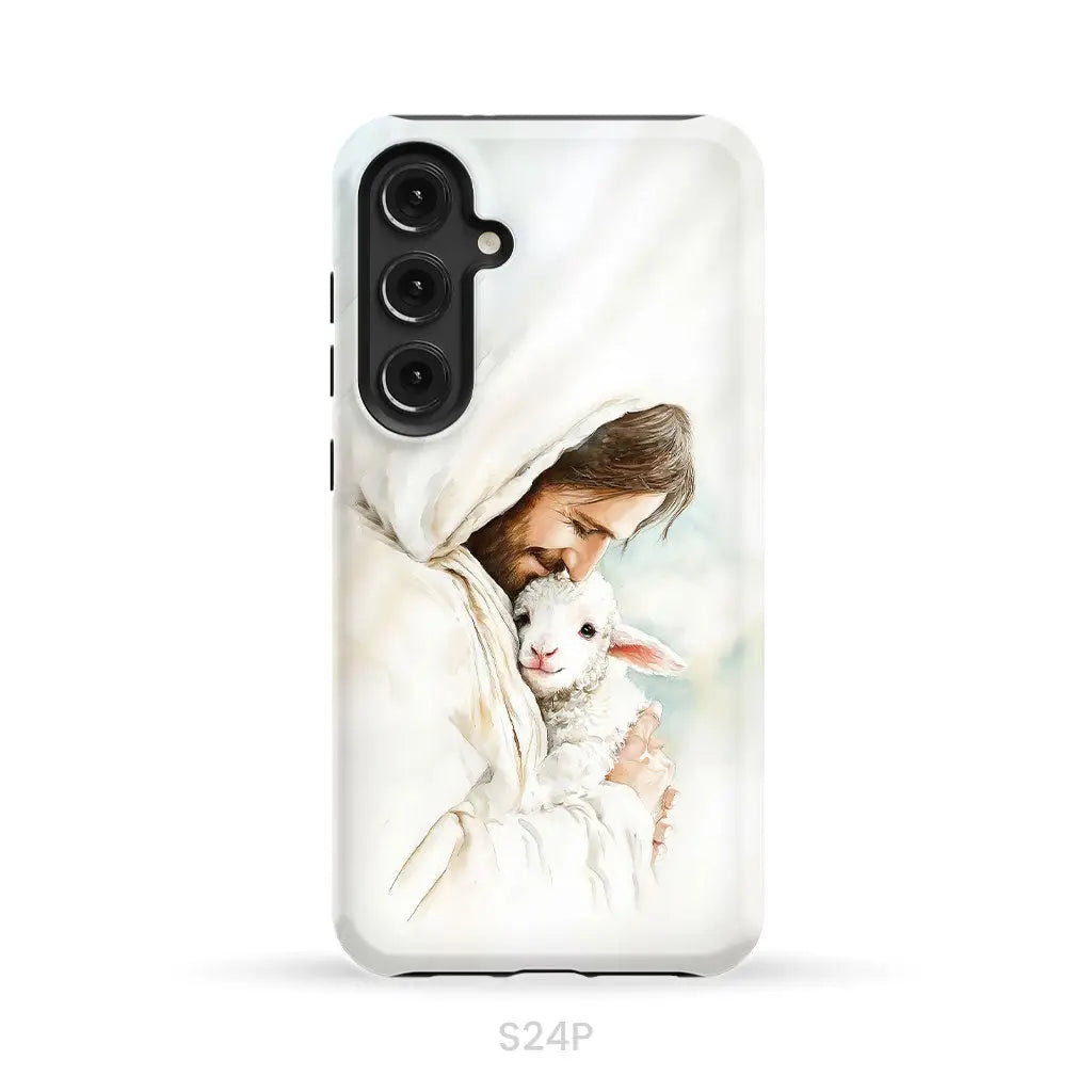 Jesus Holding the Lost Lamb – Good Shepherd Christian Phone Case Samsung Galaxy S24 Plus / Tough Case