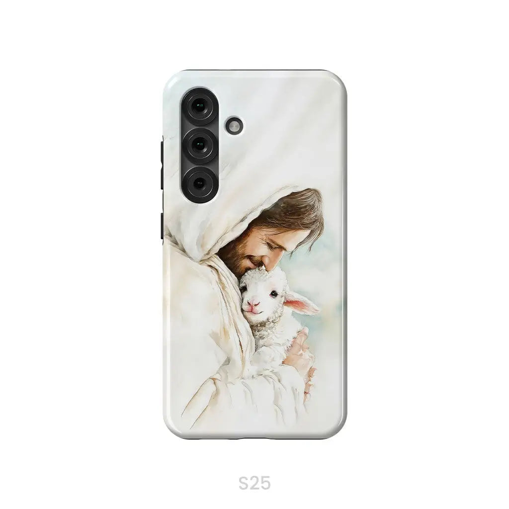 Jesus Holding the Lost Lamb – Good Shepherd Christian Phone Case Samsung Galaxy S25 / Tough Case