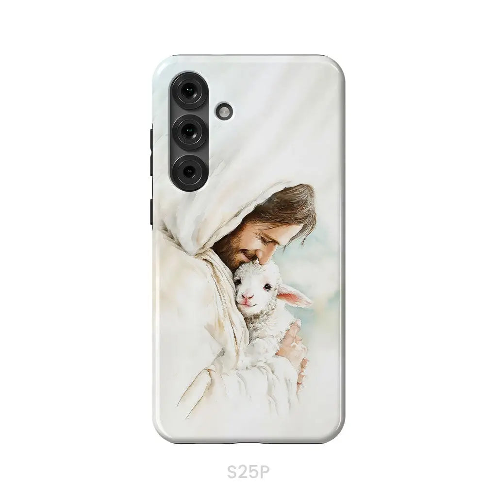 Jesus Holding the Lost Lamb – Good Shepherd Christian Phone Case Samsung Galaxy S25 Plus / Tough Case