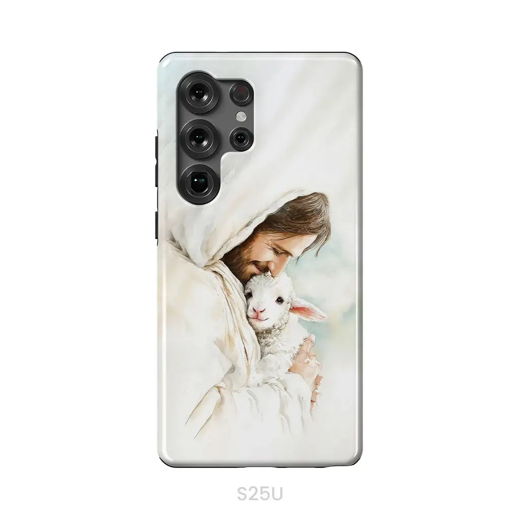 Jesus Holding the Lost Lamb – Good Shepherd Christian Phone Case Samsung Galaxy S25 Ultra / Tough Case