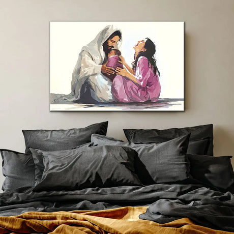 Faith-based wall art, "Jesus Is Close to the Brokenhearted Woman," Jesus artwork for comfort and Christian gifts.