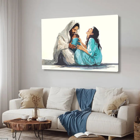Jesus wall art, "Jesus Is Close to the Brokenhearted Woman," perfect for uplifting Christian gifts.