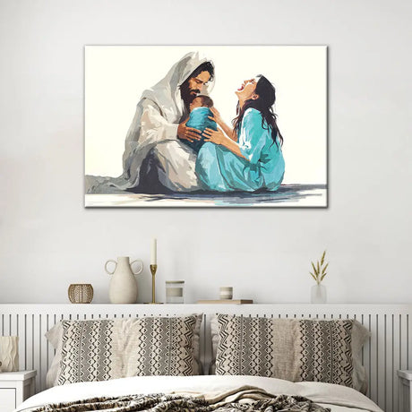 Christian artwork, "Jesus Is Close to the Brokenhearted Woman," meaningful scripture-based home decor.