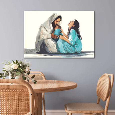 Inspirational canvas featuring "Jesus Is Close to the Brokenhearted Woman," heartfelt Christian decor.