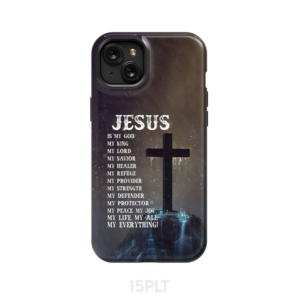 Jesus is my savior hands Christian phone case iPhone 15 Plus / Tough