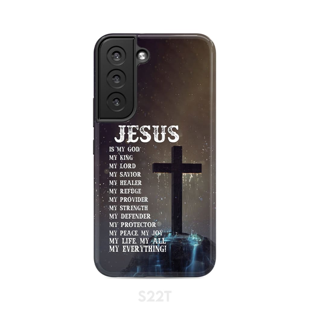 Jesus is my savior hands Christian phone case Samsung Galaxy S22 / Tough