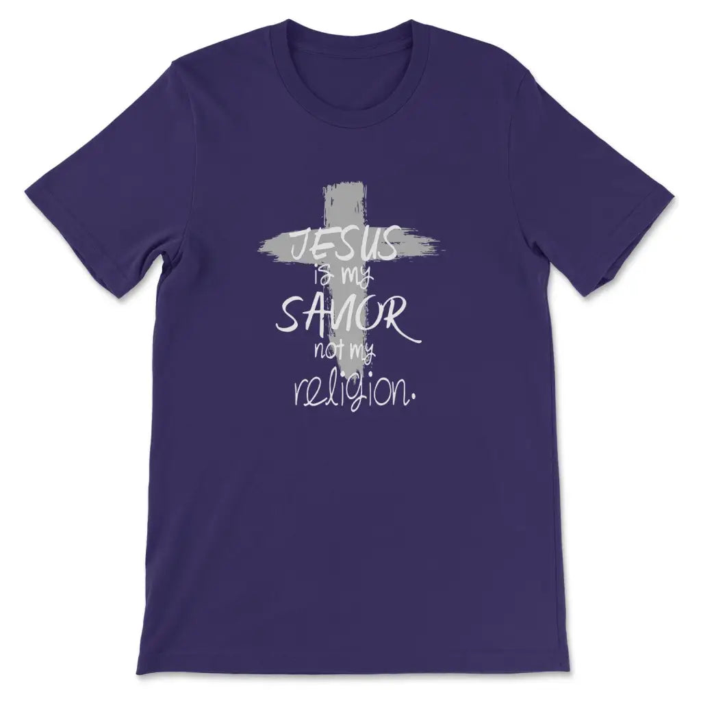 Jesus Is My Savior Not My Religion Cross Christian T-shirt Team Purple / S