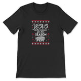 Jesus is reason for the season Christmas Christian t-shirt Black / S