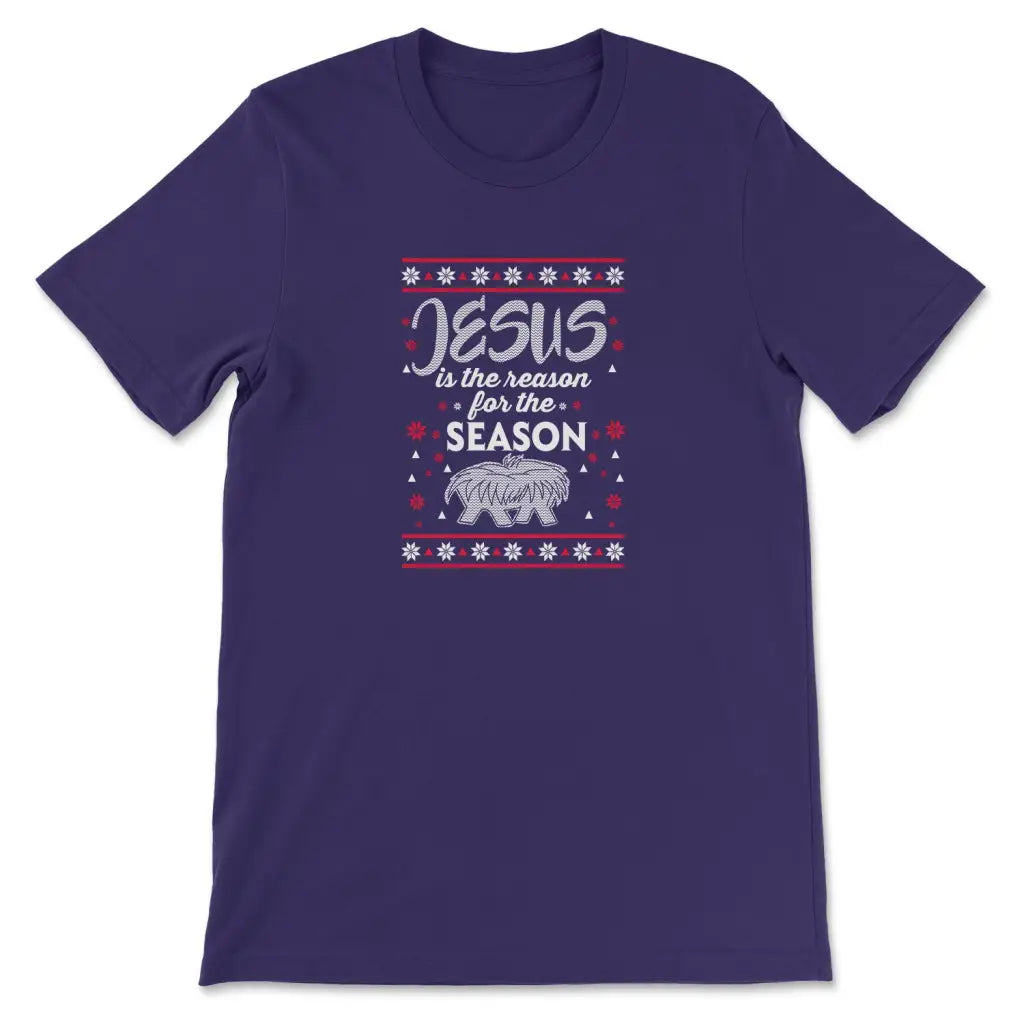 Jesus is reason for the season Christmas Christian t-shirt Team Purple / S