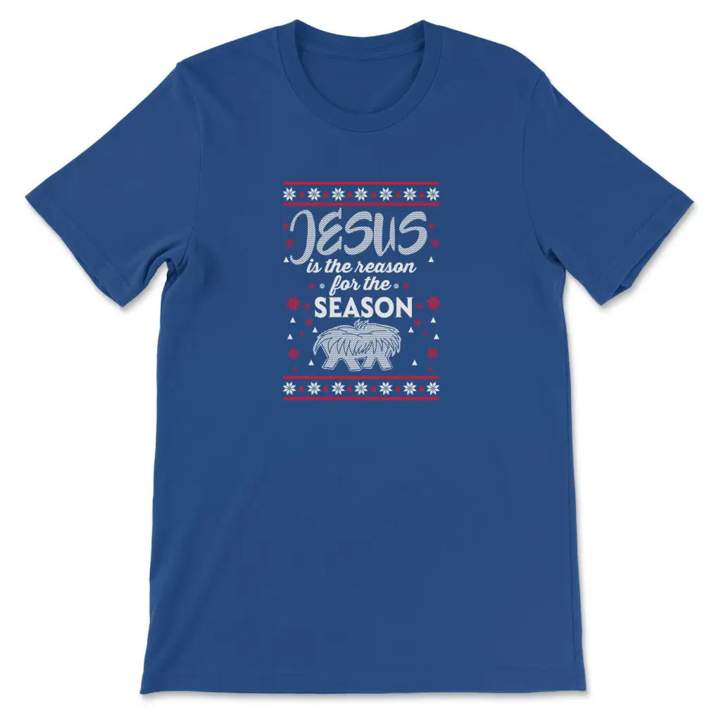 Jesus is reason for the season Christmas Christian t-shirt True Royal / S
