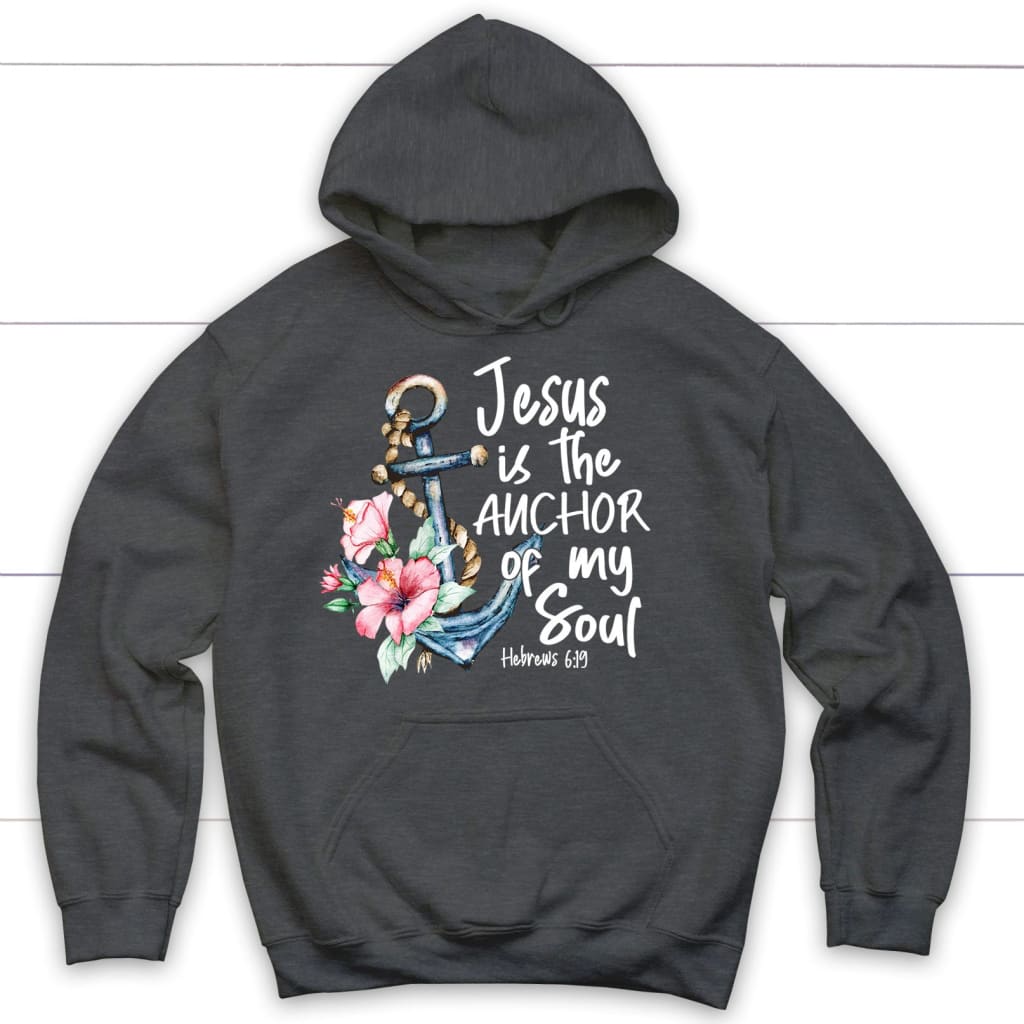 Jesus is the anchor of my soul Hebrews 6-19 hoodie Dark Heather / S