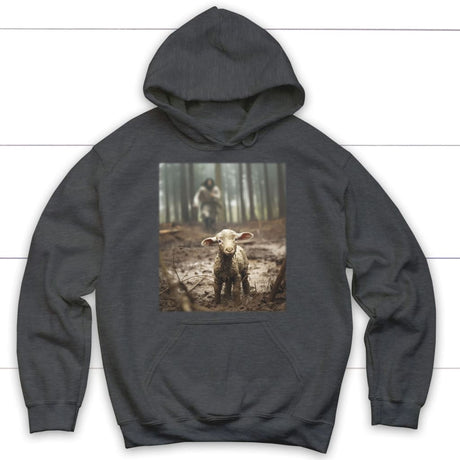 Jesus Lamb of God Running After Hoodie Dark Heather / S