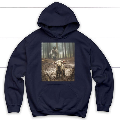 Jesus Lamb of God Running After Hoodie Navy / S