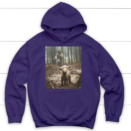 Jesus Lamb of God Running After Hoodie Purple / S