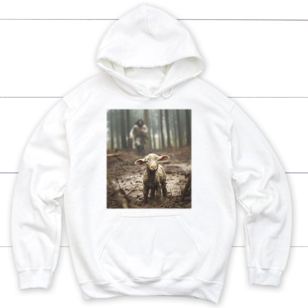 Jesus Lamb of God Running After Hoodie White / S