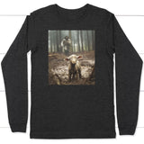 Jesus Lamb of God Running After Long Sleeve Shirt Dark Grey Heather / S