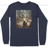 Jesus Lamb of God Running After Long Sleeve Shirt Navy / S
