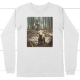Jesus Lamb of God Running After Long Sleeve Shirt White / S